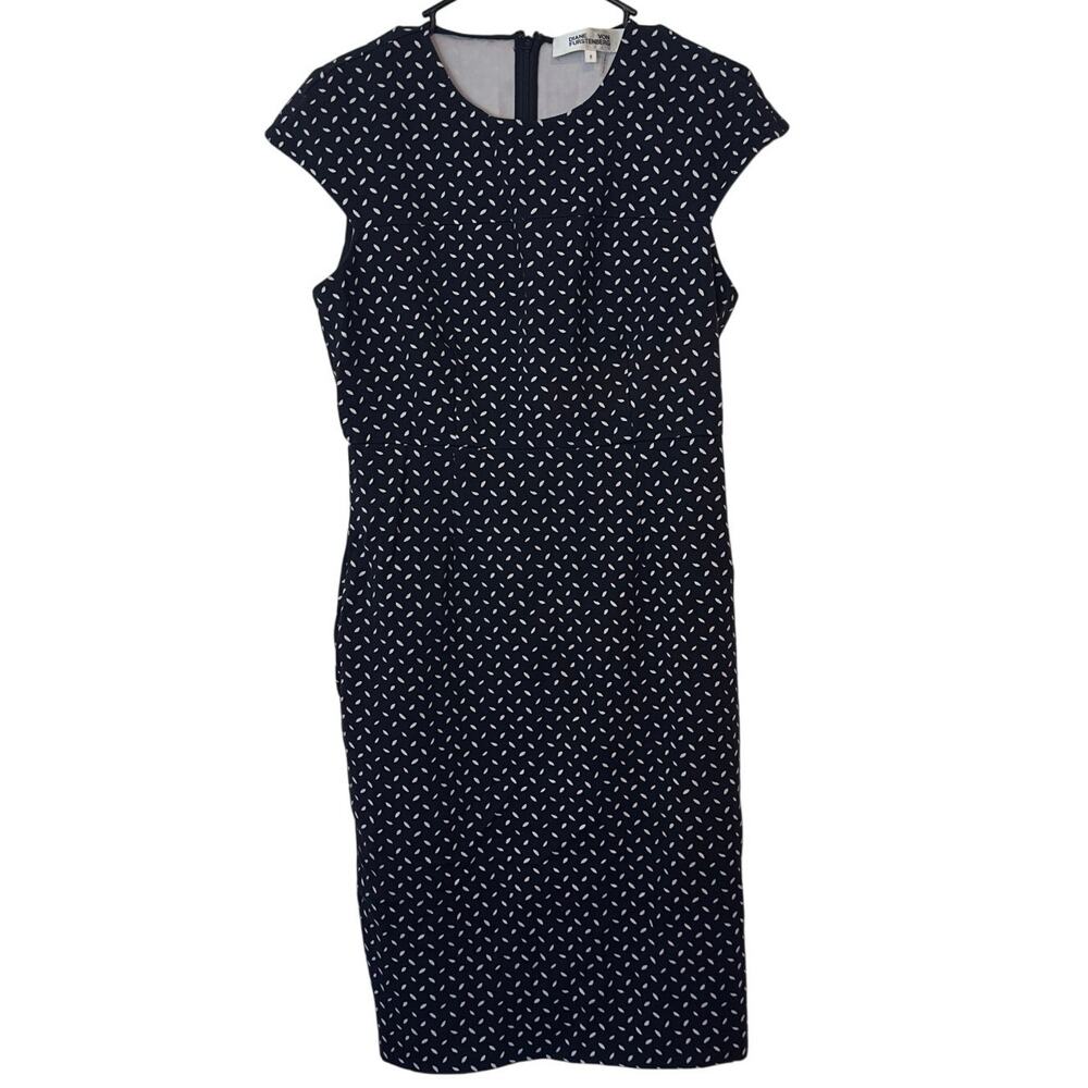 Diane Von Furstenberg Hadlie Bromley Dot Black‎ Sheath Dress Size 8 Evening